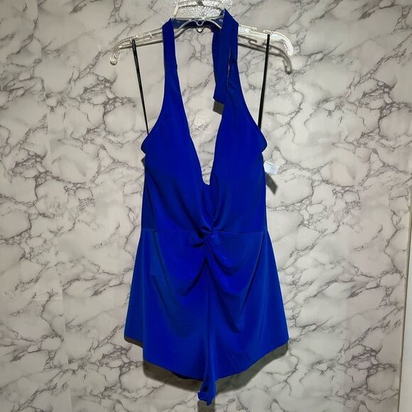Magicsuit Theresa Blue One Piece Swim Romper Size 8 - Picture 2 of 11